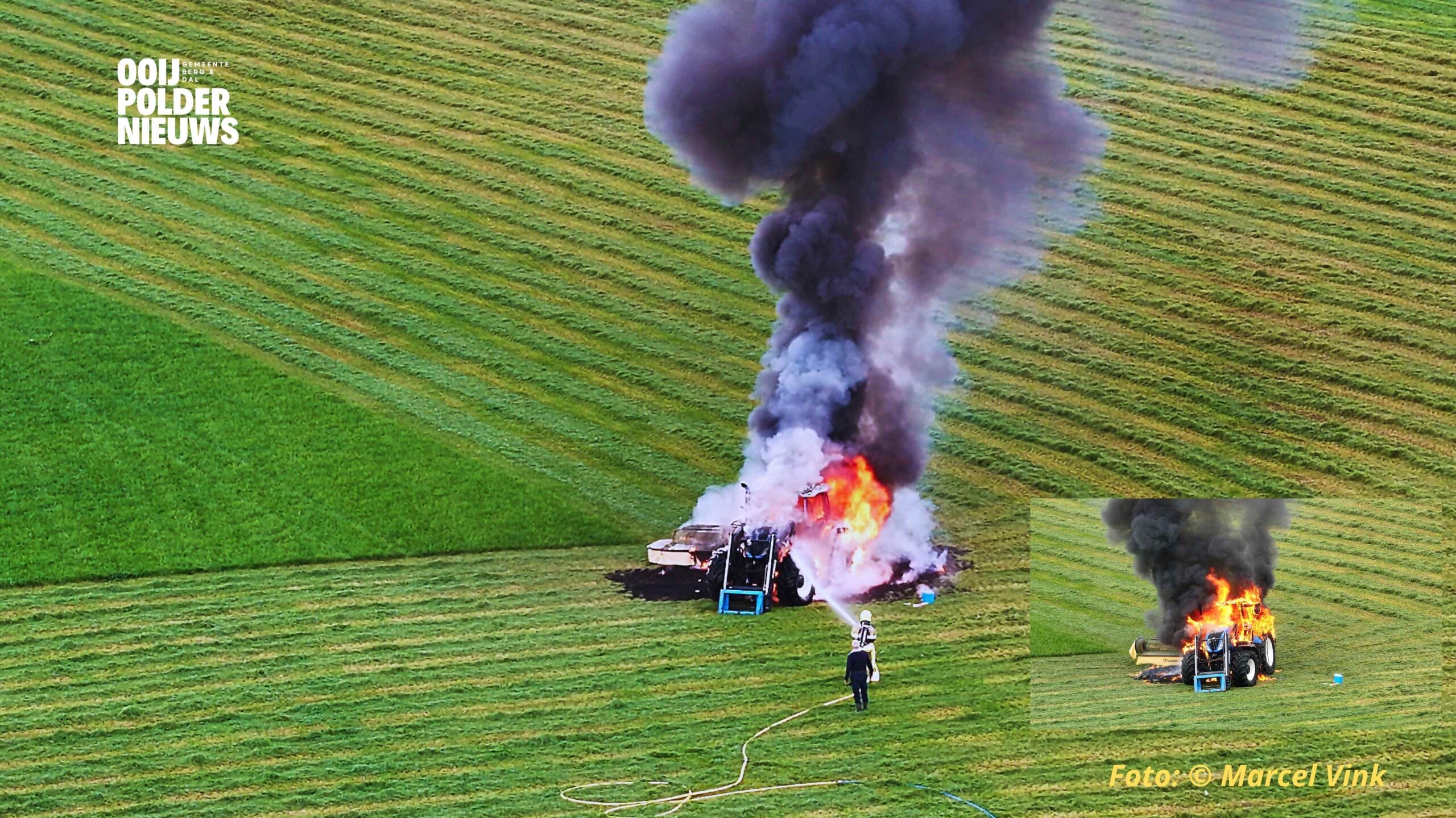 Tractor brandt volledig uit in Ooij