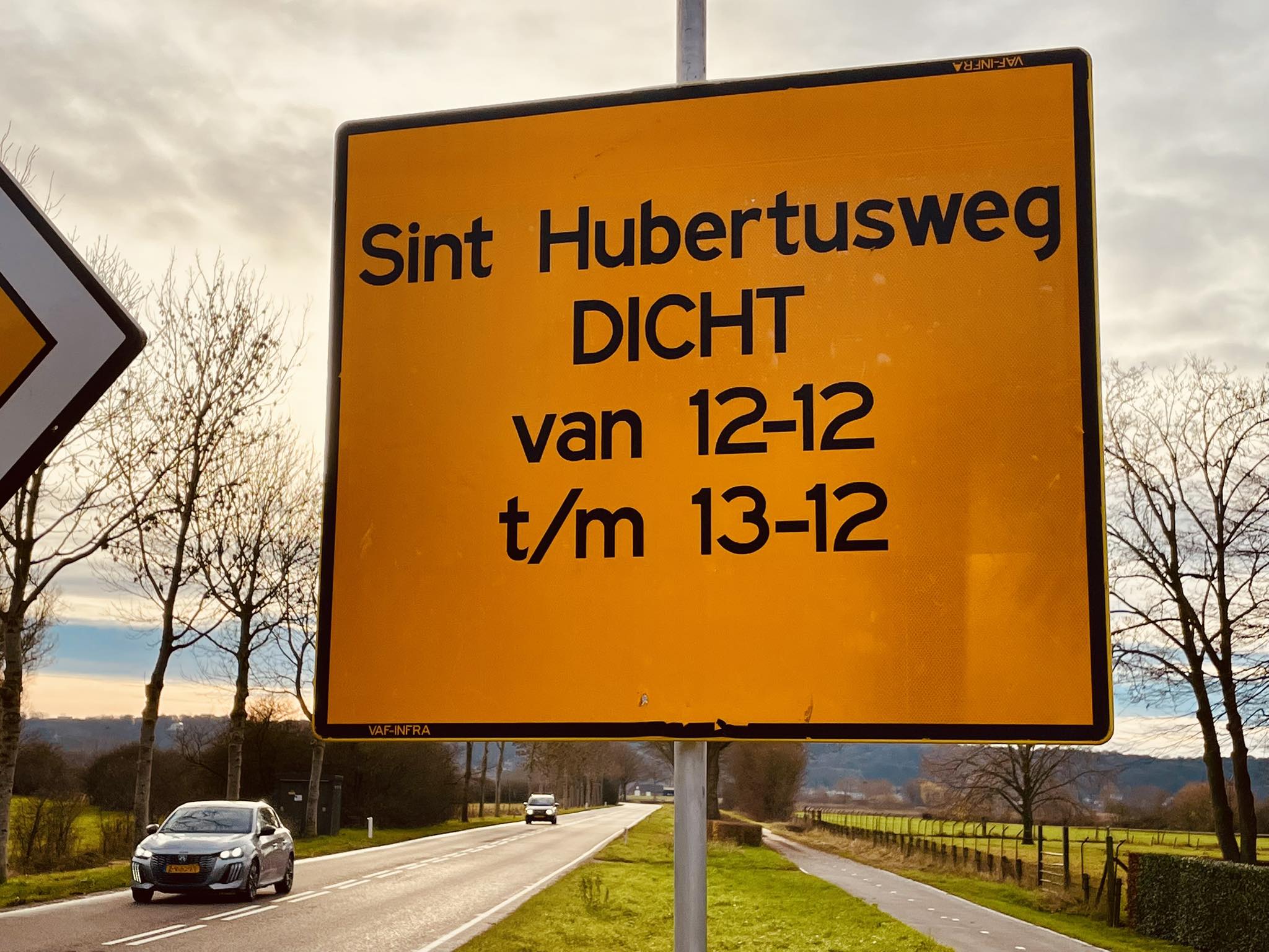 Sint Hubertusweg 12-13 december afgesloten